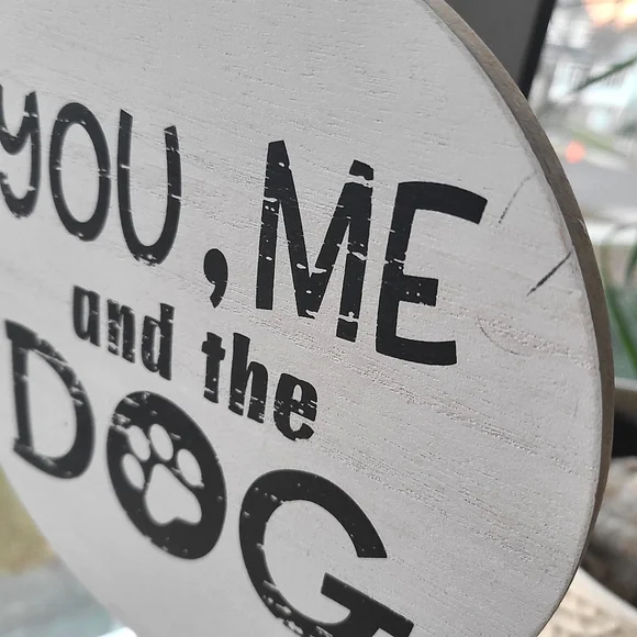 ๐HP๐ NWOT You, Me and the Dog Distressed Novelty Farmhouse Sign - Picture 3 of 4